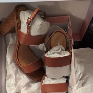 Elegant Tan Block Heel Sandals